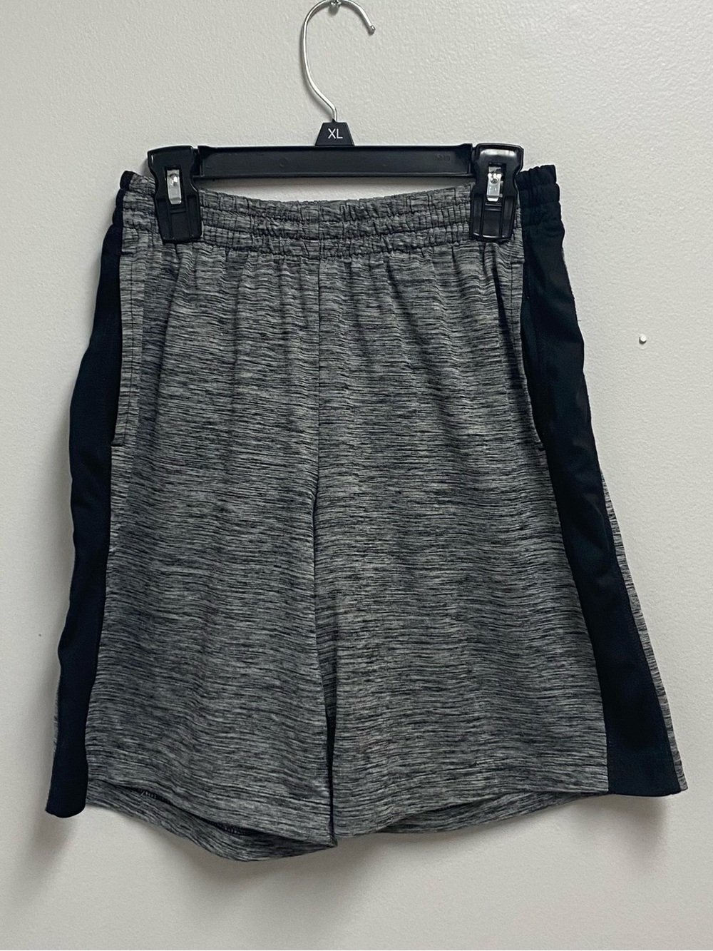 Boys Grey Heather Athletic Shorts with Black Side Panels medium 10/12